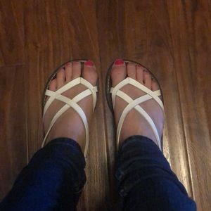 Strappy white sandals